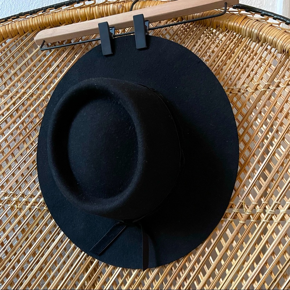 Lack of Color Black Wide Brim Boater Hat
